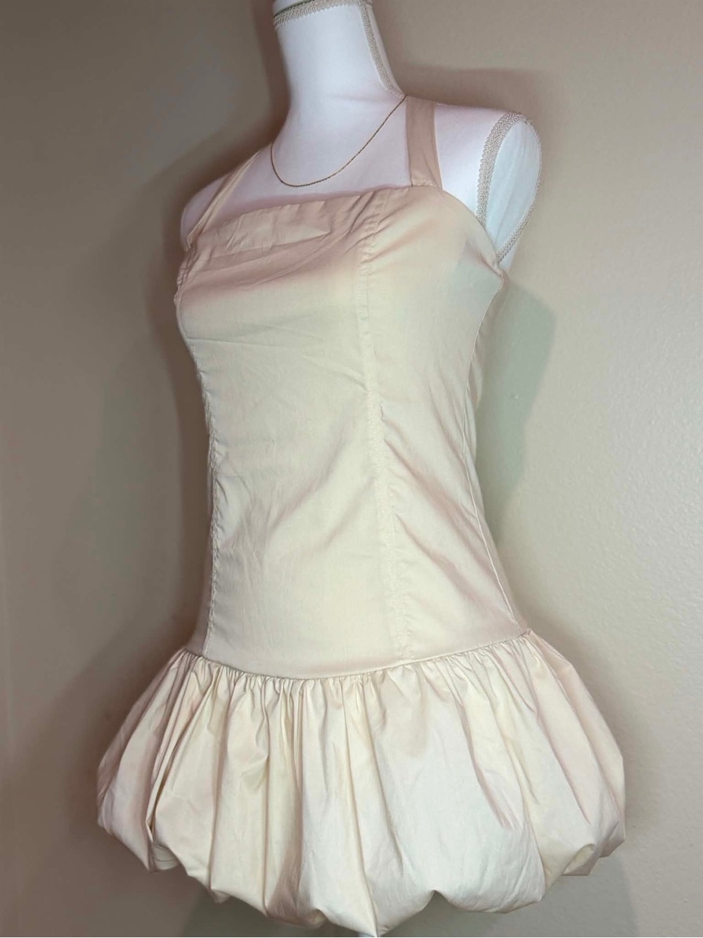 Women's Cream Bubble Hem Chemise Slip